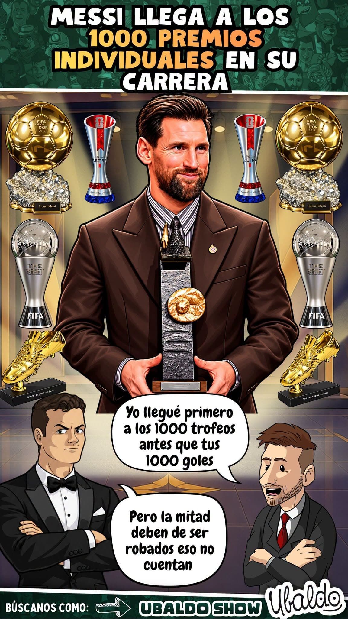 🐐🏆 ¡MESSI LLEGA A LOS 1,000 RECONOCIMIENTOS! ¡MIENTRAS CRISTIANO PERSIGUE LOS MIL GOLES, LA PULGA PRESUME MIL PREMIOS! 😂🇦🇷🔥