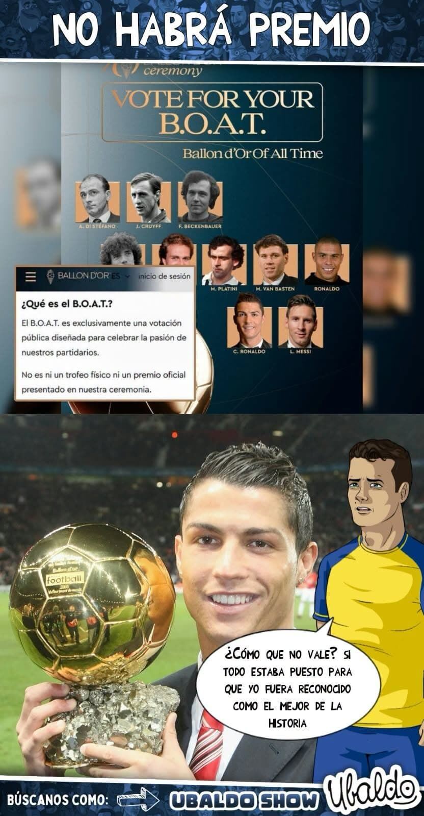 🐐😂 ¡CRISTIANO RONALDO ARRASA EN LA VOTACIÓN DEL BOAT… PERO RESULTA QUE NO HAY TROFEO! ¡EL BICHO GANARÍA PUROS APLAUSOS! 🏆❌