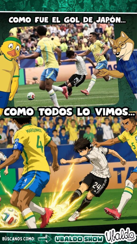 Con un Cañonazo estilo tiro del Tigre de Steve Hyuga, Japón abrió el marcador contra Brasil en una escena salida directa del Ánime 😮😯😲😱