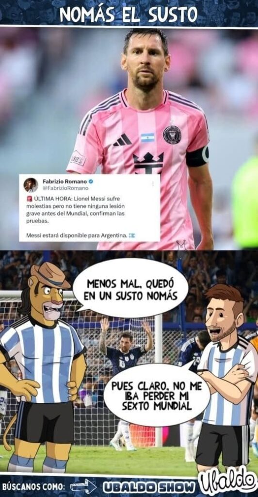 Leo Messi encendió las alarmas tras salir lesionado en el último partido del Inter Miami, sin embargo ya se le realizaron estudios de emergencia y se confirmó que solo fue una sobrecarga con fatiga muscular en el tendón de la corva izquierdo por lo que llegará sin ningún problema a su sexto mundial con la albiceleste.
¡QUE BUENA NOTICIA! 👏🏻👏🏻