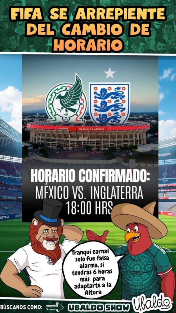 🚨⚽ ¡SE ACABÓ EL DRAMA! México vs. Inglaterra NO cambia de horario 😮🇲🇽