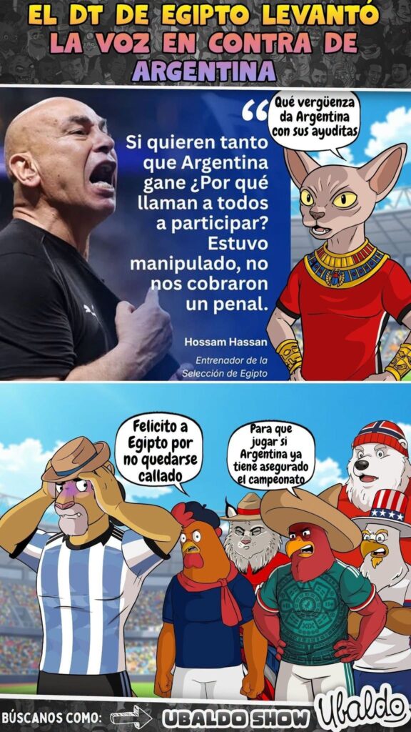 EL DIRECTOR TÉCNICO DE EGIPTO LEVANTÓ LA VOZ EN CONTRA DE ARGENTINA